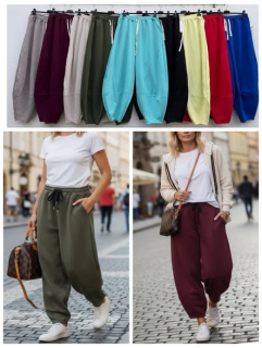 široké kalhoty vínové