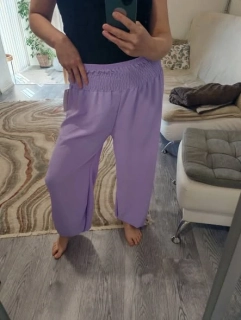 Lehké kalhoty do gumy, fialkové na cca 36-42